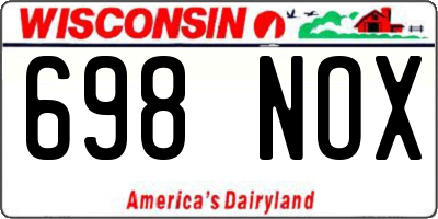 WI license plate 698NOX