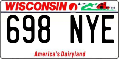 WI license plate 698NYE