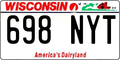 WI license plate 698NYT