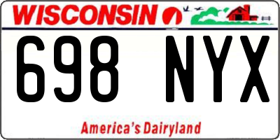 WI license plate 698NYX