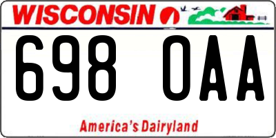 WI license plate 698OAA