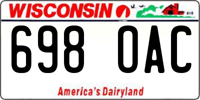 WI license plate 698OAC