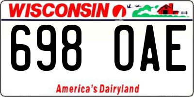 WI license plate 698OAE