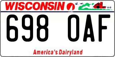 WI license plate 698OAF