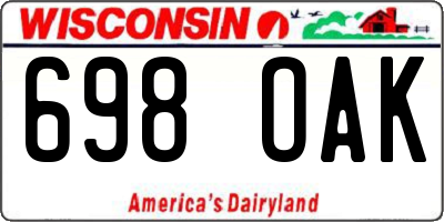 WI license plate 698OAK