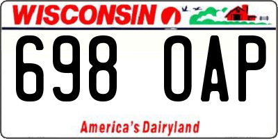 WI license plate 698OAP