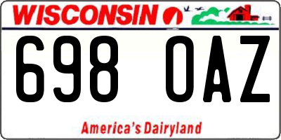 WI license plate 698OAZ