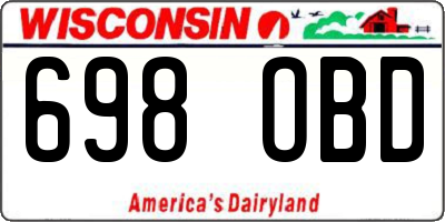 WI license plate 698OBD