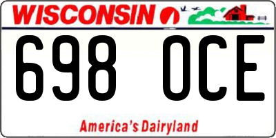 WI license plate 698OCE