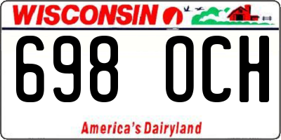 WI license plate 698OCH
