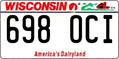 WI license plate 698OCI