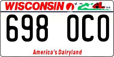 WI license plate 698OCO