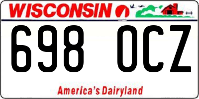 WI license plate 698OCZ