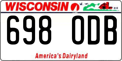 WI license plate 698ODB