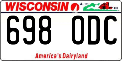 WI license plate 698ODC