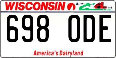 WI license plate 698ODE