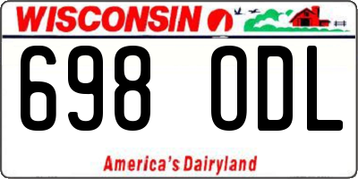 WI license plate 698ODL