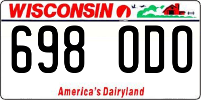 WI license plate 698ODO