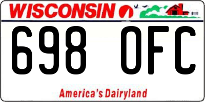 WI license plate 698OFC