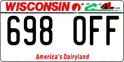 WI license plate 698OFF