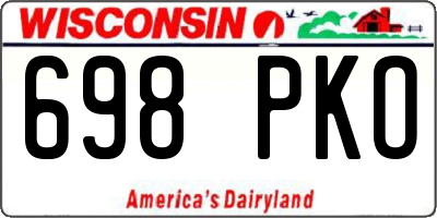 WI license plate 698PKO