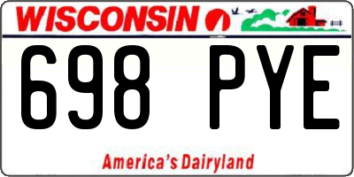 WI license plate 698PYE
