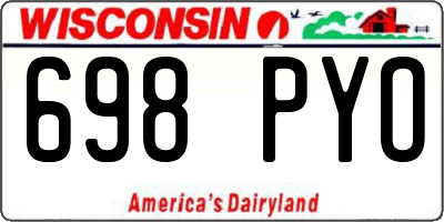 WI license plate 698PYO