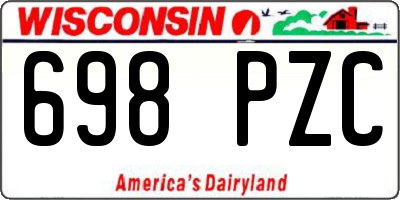 WI license plate 698PZC