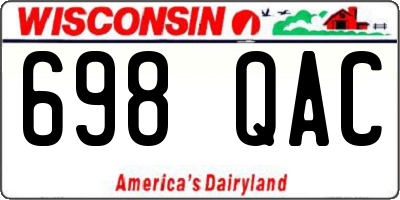 WI license plate 698QAC