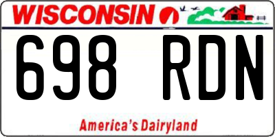 WI license plate 698RDN