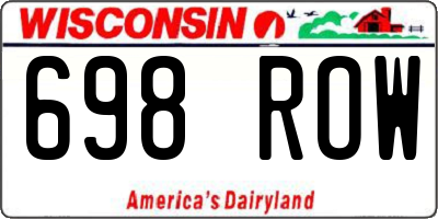 WI license plate 698ROW