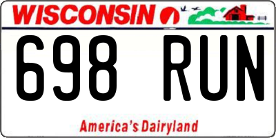 WI license plate 698RUN
