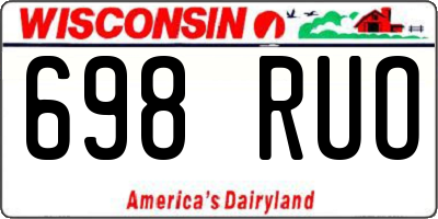 WI license plate 698RUO