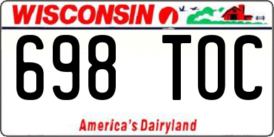 WI license plate 698TOC