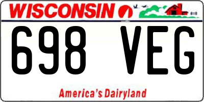 WI license plate 698VEG