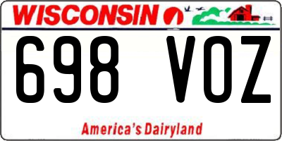 WI license plate 698VOZ