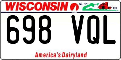 WI license plate 698VQL