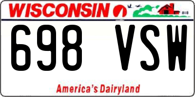 WI license plate 698VSW