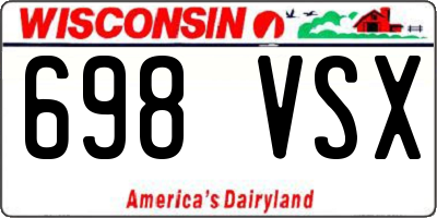 WI license plate 698VSX