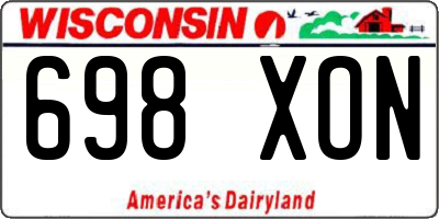 WI license plate 698XON