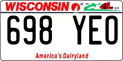 WI license plate 698YEO