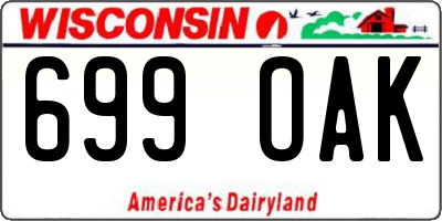 WI license plate 699OAK