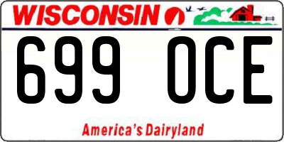 WI license plate 699OCE