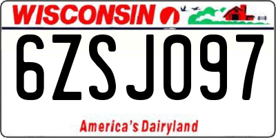 WI license plate 6ZSJ097