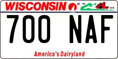 WI license plate 700NAF