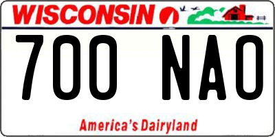 WI license plate 700NAO