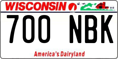 WI license plate 700NBK