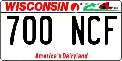 WI license plate 700NCF