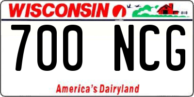 WI license plate 700NCG