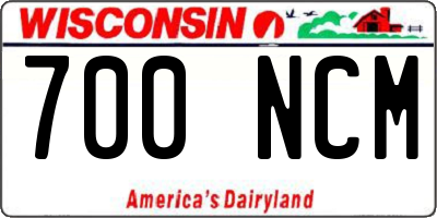 WI license plate 700NCM